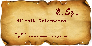 Mácsik Szimonetta névjegykártya